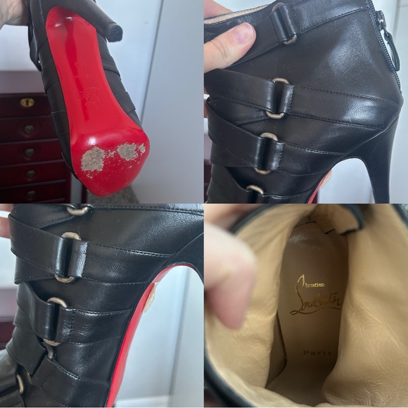 “Christian Louboutin” Nitoinimoi 120 Black Leather Lace-up Ankle Heel Boots - Picture 6 of 8
